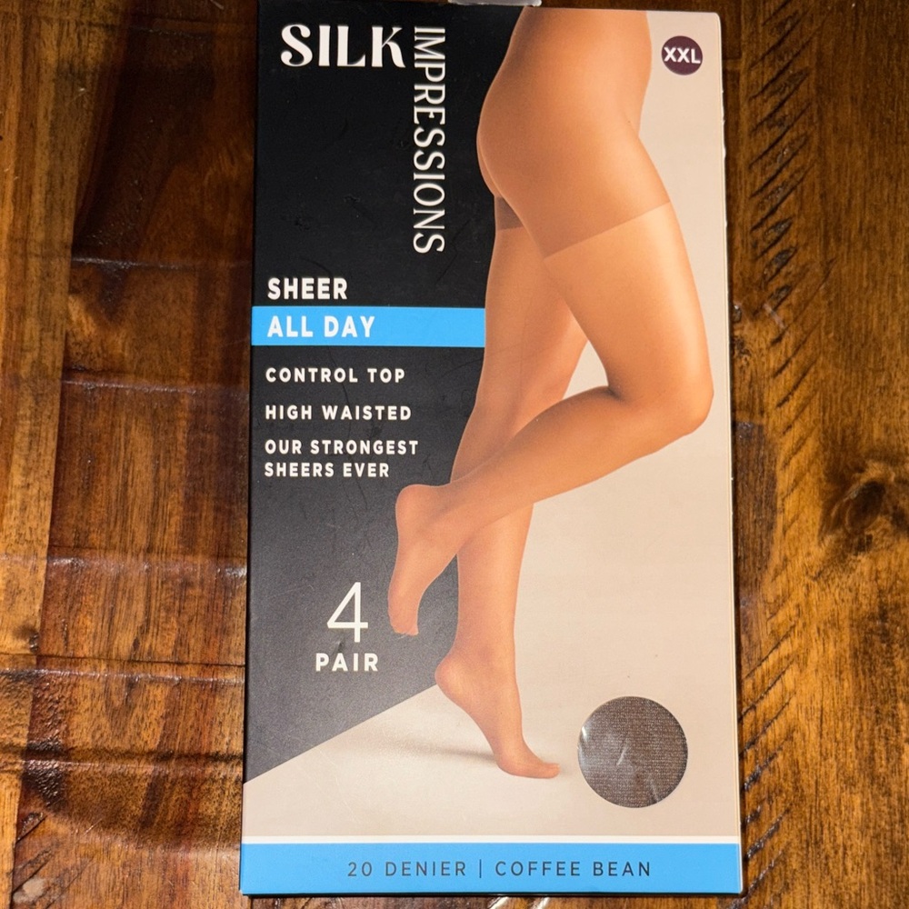New silk Impressions XXL control top high waisted Sheer Coffee Bean pantyhose